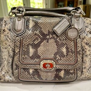 Coach Snakeskin Satchel in Gray and Brown